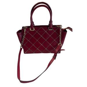 B34 MICHAEL KORS Diamond Grommet Selma Medium Top-Zip Leather Satchel Red